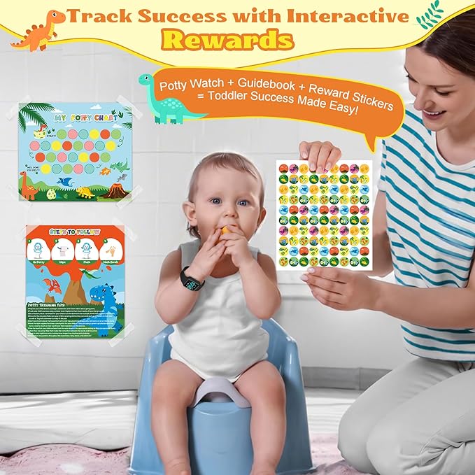 Toddler Potty Training Set – Potty Training Watch with Musical/Vibration Countdown Alerts, Fun Board Book, Progress Chart & Reward Stickers – Interactive Potty Training Kit for Kids Ages 2-6