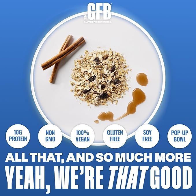 The GFB Maple Raisin Protein Oatmeal Cups - Unique Pop-Up Bowl - Gluten Free, Plant Based, Non GMO, Sustainably Made - Ridiculously Tasty, Healthy, Vegan Protein Instant Oatmeal, 2 oz (6 Count)