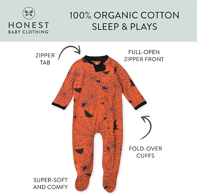HonestBaby Baby Celebration Sleep & Play Footed One-Piece Pajama Sleeper 100% Organic Cotton