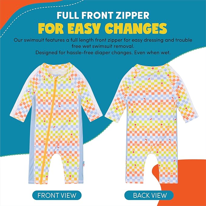 SwimZip Boys' Long-Sleeve UPF 50+ Swimsuit for Baby, Toddler, & Little Boys