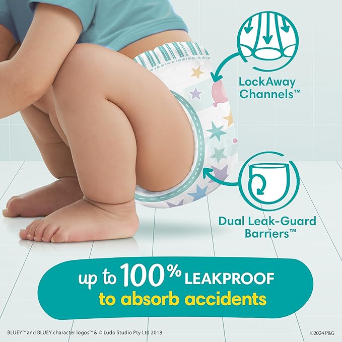 Pampers Training Pants - Easy Ups Boys & Girls Bluey - Size 3T-4T, 22 Count, Children's Potty Underwear (Packaging May Vary)