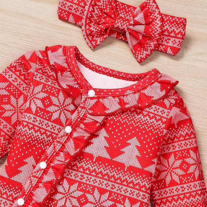 Aalizzwell Baby Girls Romper Outfit Fall Winter Clothes with Accessories