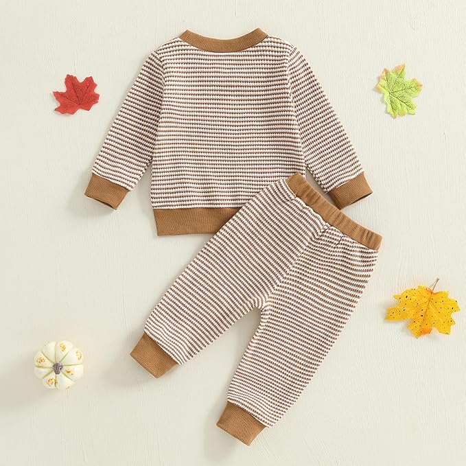 CIYCUIT Toddler Baby Boy Outfits Striped Sweatshirt Pants Clothes Set