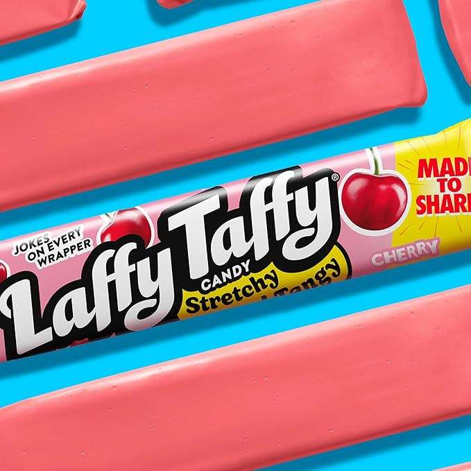 Laffy Taffy Stretchy & Tangy Variety Candy Box, Grape, Watermelon, and Cherry Flavors, 1.5 Ounce Bars (Pack of 24)