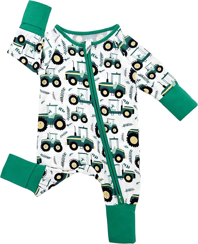 Bow Dream Bamboo Rayon Baby Boy Romper Footed Long Sleeve Footies Newborn Girl Clothes Footless with Zipper and Mitten Cuffs