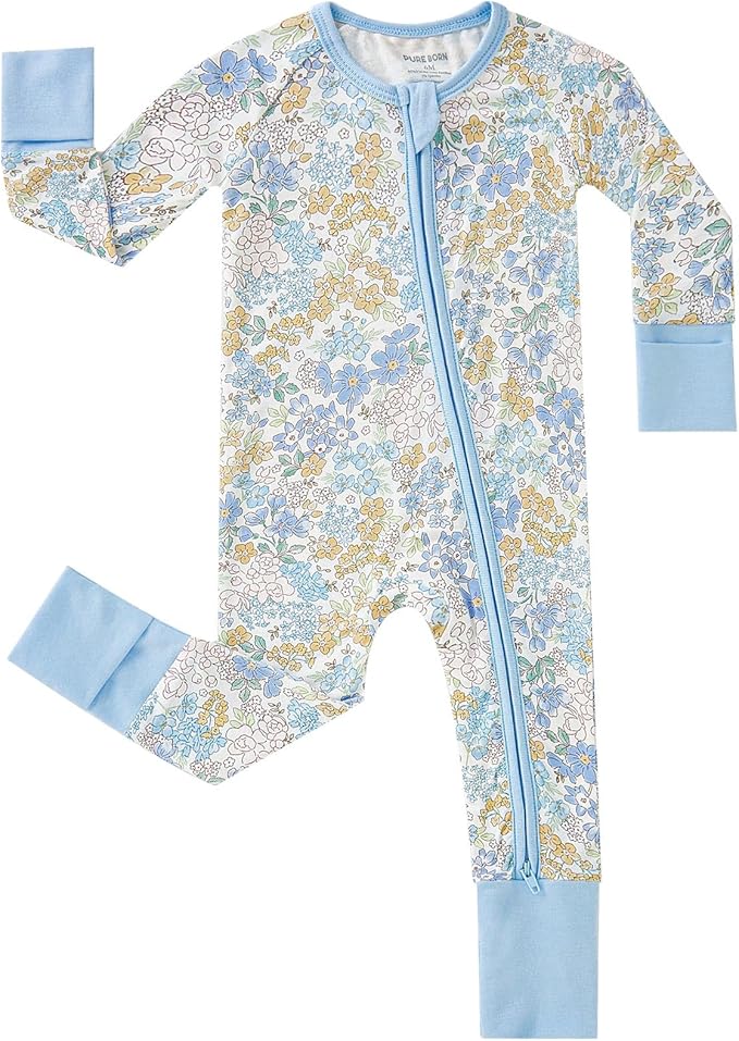 pureborn Baby Boys Girls Sleeper Snug Fit Viscose from Bamboo Pajamas 0-24 Months