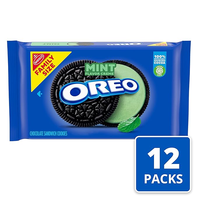 OREO Mint Creme Chocolate Sandwich Cookies, Family Size, 12 - 20 oz Packs