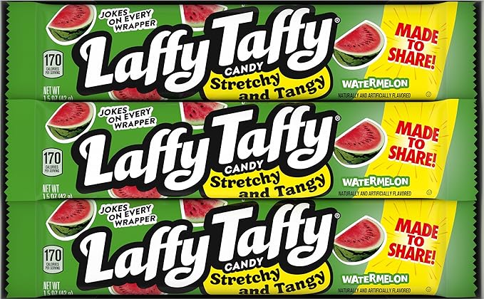 Laffy Taffy Candy, Stretchy and Tangy, Watermelon Flavor, 1.5 Ounce Bars (Pack of 24)