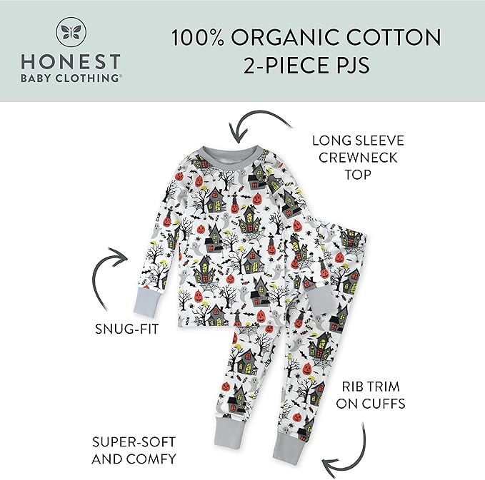 HonestBaby unisex-baby Celebration 2-piece Pajamas Sleepwear Pjs 100% Organic Cotton for Baby, Toddler, Kids