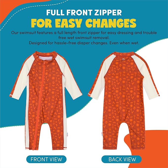 SwimZip Boys' Long-Sleeve UPF 50+ Swimsuit for Baby, Toddler, & Little Boys