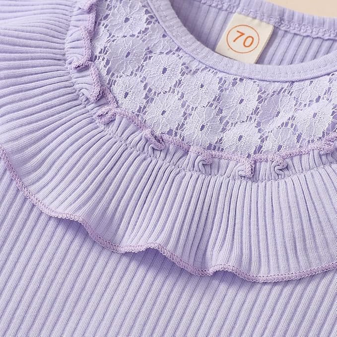 Newborn Baby Girl Clothes Infant Girl Outfits Long Sleeve Ruffle Romper + Floral Pants + Headband Set