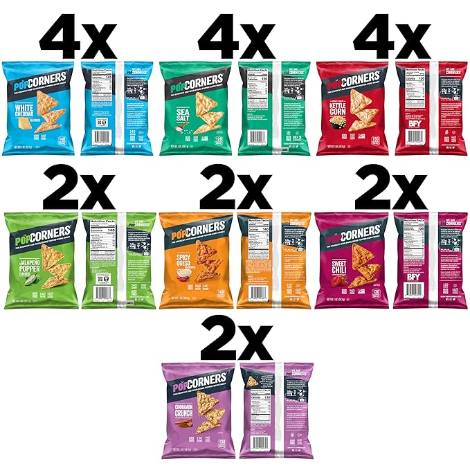 PopCorners Popped Corn Snacks, Sampler Pack, 1 Ounce (Pack of 20) (Assortment May Vary)