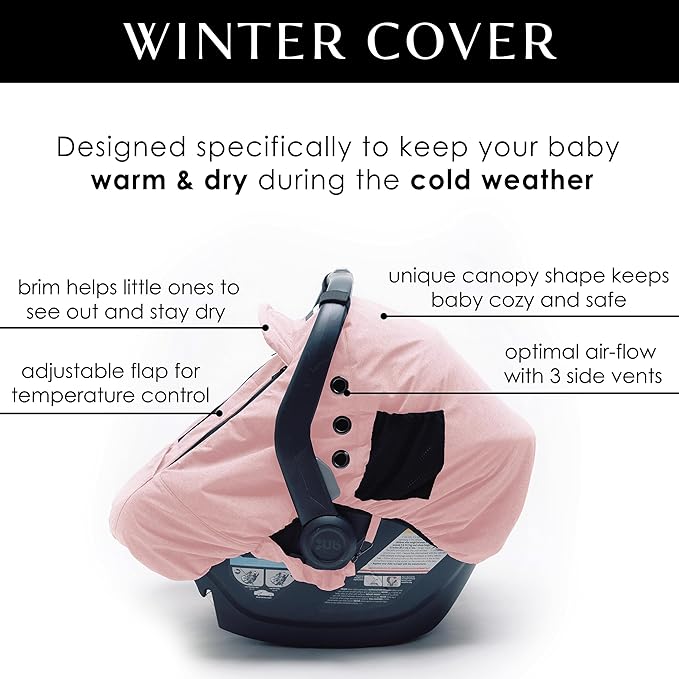 Milk Snob Winter Baby Car Seat Cover - Car Seat Canopy & Stroller Cover for Babies - Waterproof, Windproof, Cozy Inner Fleece Lining - Keep Your Baby Warm, Dry & Cozy This Winter (Blush)