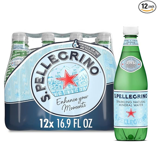 S.Pellegrino Sparkling Natural Mineral Water, Plastic Bottles, 16.9 Fl Oz (Pack of 12)
