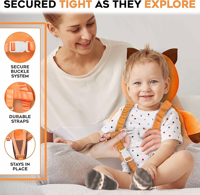 Little Family Baby Head Protector Backpack, Non-Toxic Hypoallergenic Toddler Head Protection Pillow for Falling, Secure, Durable, Fox (Orange)