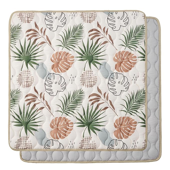 Bunnikins & Clover Baby Play Mats for Floor, 50"x50" Thicken Soft Play Mat, Foldable and Non Slip One-Piece Crawling Mat, Machine Washable Foam Play Mat for Baby, Toddlers Infants, Tummy Time