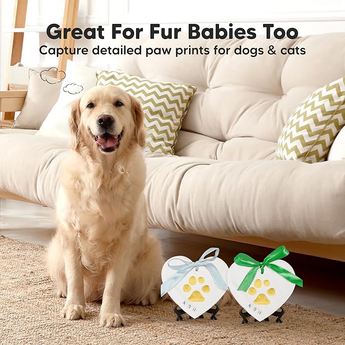 Baby Hand and Footprint Kit Keepsake - Quick-Dry Newborn Foot & Handprint Ornament Kit Boys, Girls, Personalized New Baby Gifts for New Parents, Cute Christmas & Keepsake Gifts (Duo Heart)