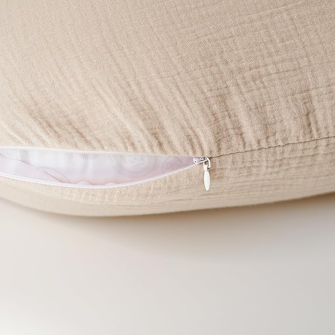 Konssy 2-Pack Muslin Nursing Pillow Covers, Soft & Adorable Nursing Covers for Breastfeeding Pillows, Slipcovers for Newborn Boys & Girls(Cream, Blossom)