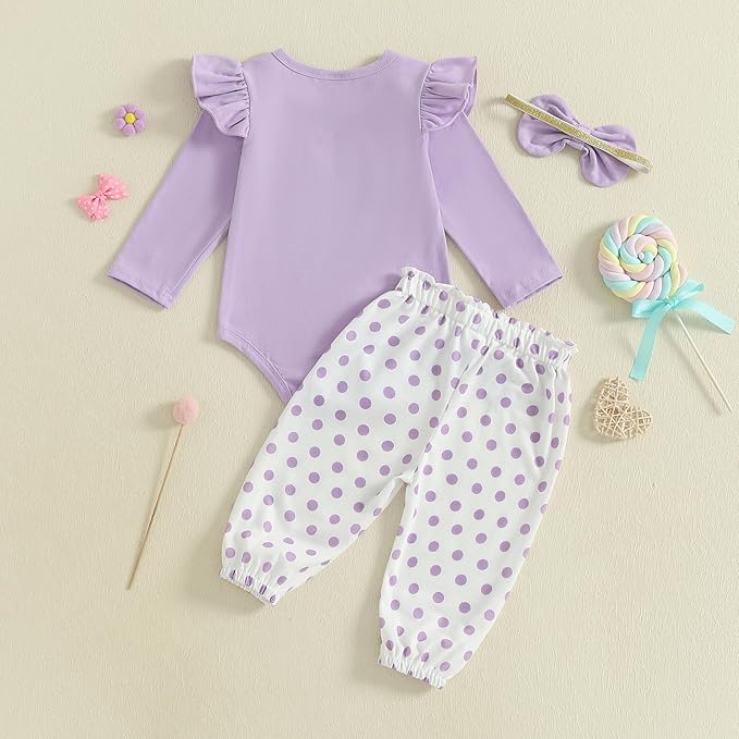 Fernvia Western Newborn Baby Girl Clothes Long Sleeve Letter Print Romper Animal Print Pants Headband 3Pcs Outfits Sets