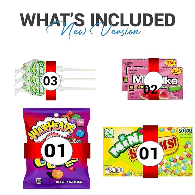 Sour Candy Box -Bulk Sour Variety Pack - Individually Wrapped Super Sour Favorites - Candy Mix with Sour Skittles, War, Sour Kids, Lemonhead and More - 30 Count for Kids and Adults