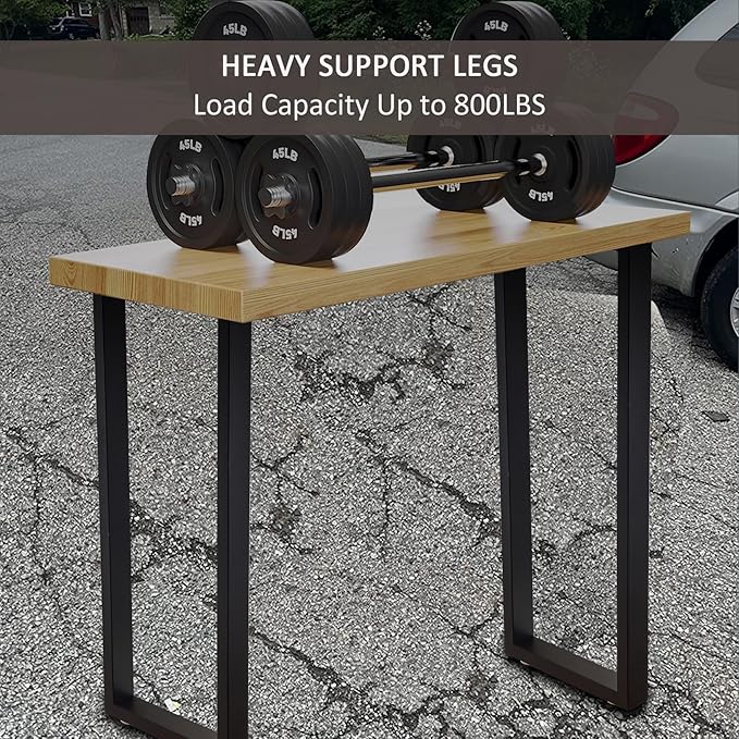 36 Inch Metal Bar Table Legs, Heavy Duty Dining Table Leg Desk Legs with Adjustment Feet, Black, Set of 2