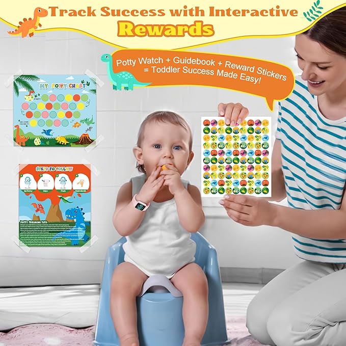 Toddler Potty Training Set – Potty Training Watch with Musical/Vibration Countdown Alerts, Fun Board Book, Progress Chart & Reward Stickers – Interactive Potty Training Kit for Kids Ages 2-6