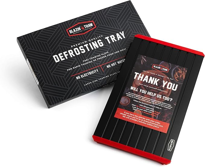 BLAZIN' THAW Defrosting Tray for Frozen Meat | 14” Large-Size | Aluminium Plate for Thawing Frozen Food | Natural Thawing Process | No Microwaves, No Cold/Warm Water Required |