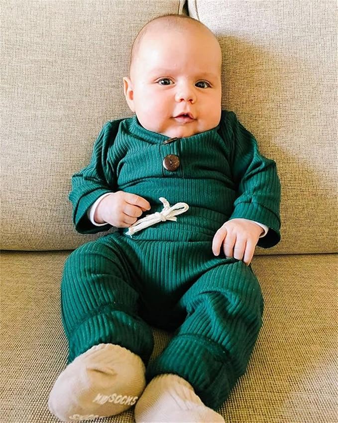 CIYCUIT Newborn Baby Boy Clothes Ribbed Knit Long Sleeve Bodysuit Pants 2-Piece Fall Winter Outfits