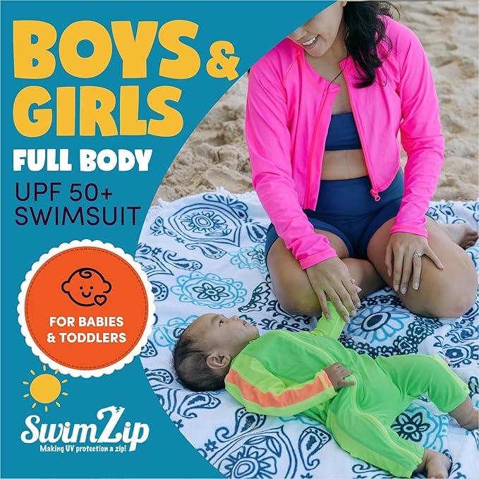 SwimZip Boys' Long-Sleeve UPF 50+ Swimsuit for Baby, Toddler, & Little Boys