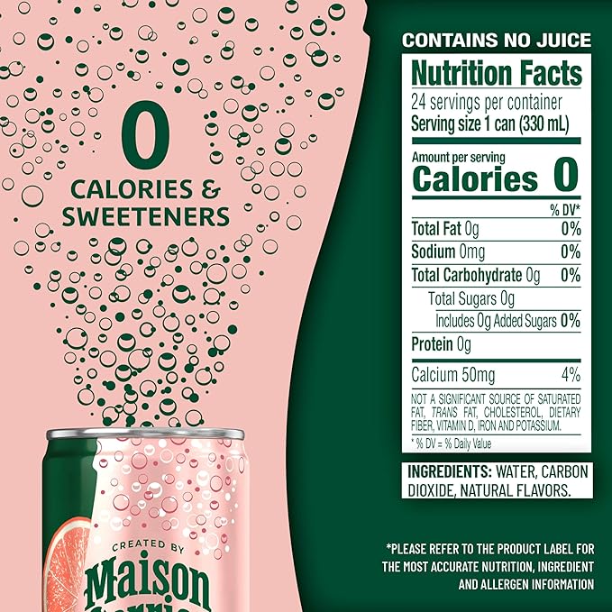 Maison Perrier Forever Grapefruit Flavored Sparkling Water, 11.15 Fl Oz Cans, 8 Count, 3 Pack
