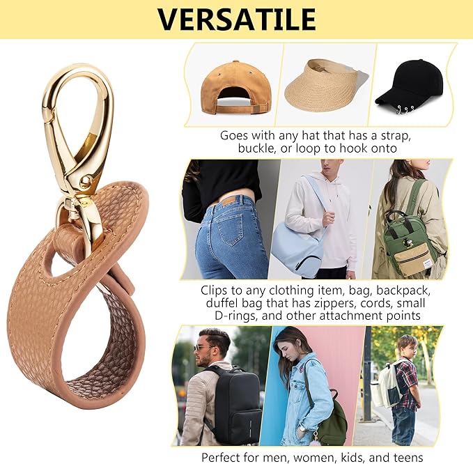 Hat Clip for Travel, Hands-Free Bag, Backpack, Purse, and Hiking Gear Clip-on Holder Strap for Baseball, Snapback, and Ponytail Caps