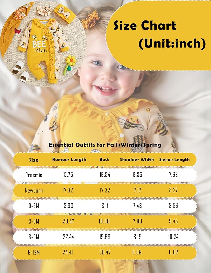 Preemie Newborn Baby Girl Clothes Infant Fall Winter Outfits Letter Floral One-Piece Romper+Jumpsuit