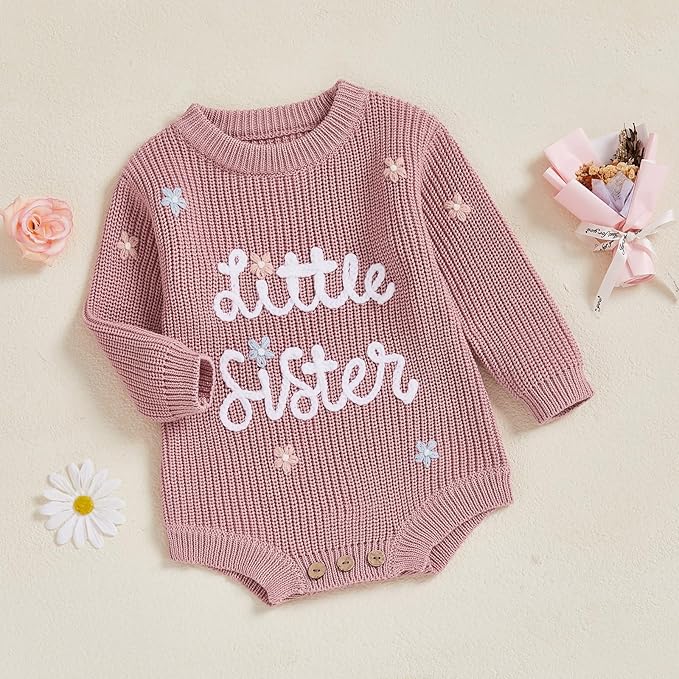 FYBITBO Baby Girl Boy Sweater Knit Oversized Pullover Sweatshirt Romper Onesie Warm Fall Winter Clothes Outfit Newborn
