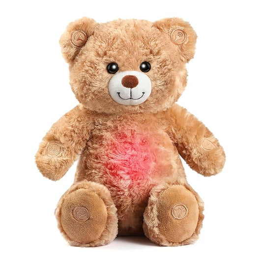 Gemma Joy Baby Sleep Soother Teddy Bear for Baby – Cry Activated Heartbeat Stuffed Animal – Rechargeable Crib Soother with White Noise, Shush, Lullabies & Night Light – Newborn Essentials Must Haves