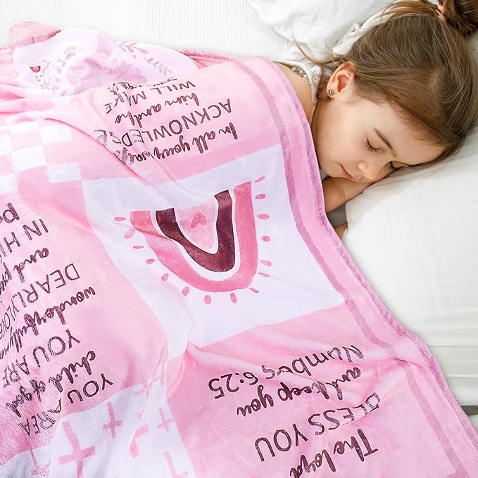 Baptism Gifts for Girl, Christening Gift Set for Baby Girls, Baby Dedication Gift, Includes Bunny Stuffed Animal, First Rosary Beads, Prayer Book, Keepsake Blanket, Catholic Baptism Gift Basket