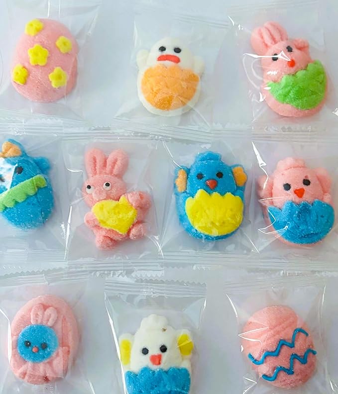 Easter Marshmallow Gummies - 10 Fun Designs, 6-Pack, Total 60 Individually Wrapped Gummies - Gluten-Free & Dairy-Free, Perfect for Egg Hunts