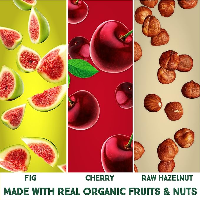 Happy Village Organic Fruit & Nut Bar, SWEET CHERRY | Gluten Free, No Refined Sugar, Kosher, Non-GMO, Vegan, Good Source of Fiber | Organic Healthy Snack Bars (16 bars, 1.4 OZ each)