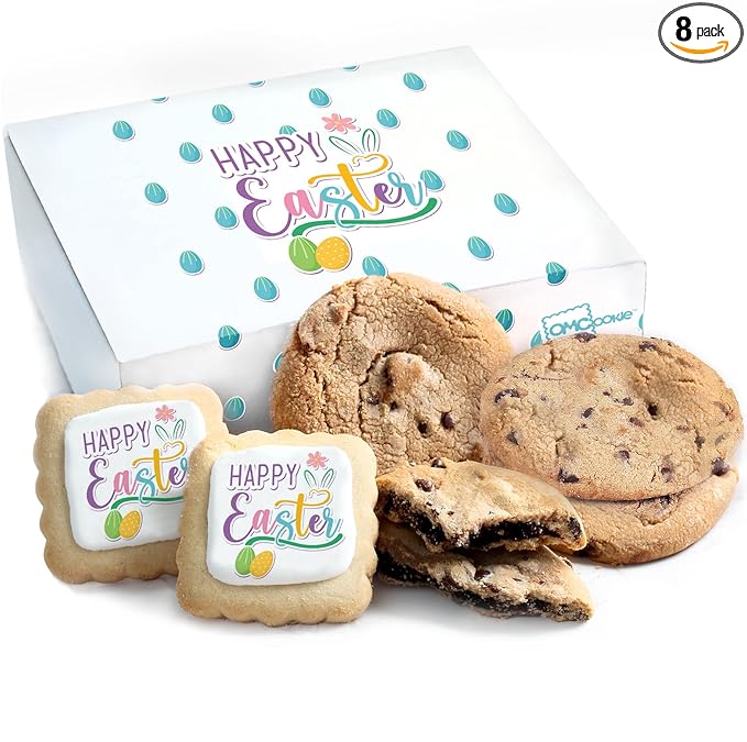 Happy Easter Cookie Gift Basket Chocolate Chip Cookies Fudge Filled For Men Women Kids | INDIVIDUALLY WRAPPED | Large Cookies Fresh Bakery Treats