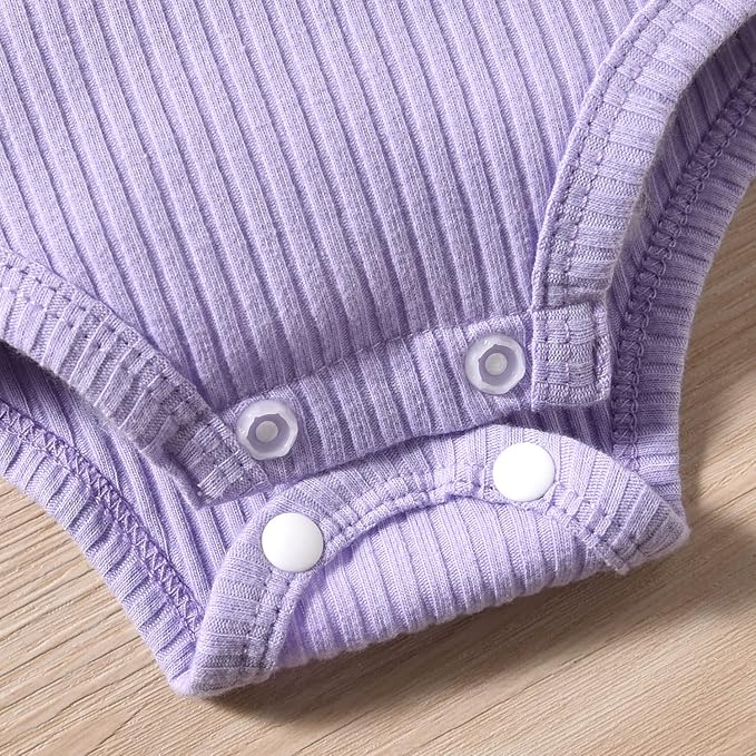 Aalizzwell Preemie Newborn Infant Baby Girls Clothes Ribbed Bodysuit Pants Set Fall Winter Outfits