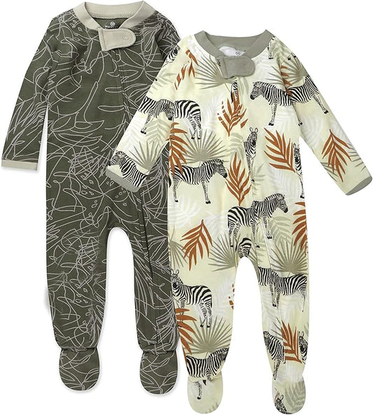HonestBaby Baby Sleep N' Play One-Piece Zip-Front Footed Organic Cotton Pajama Sleeper