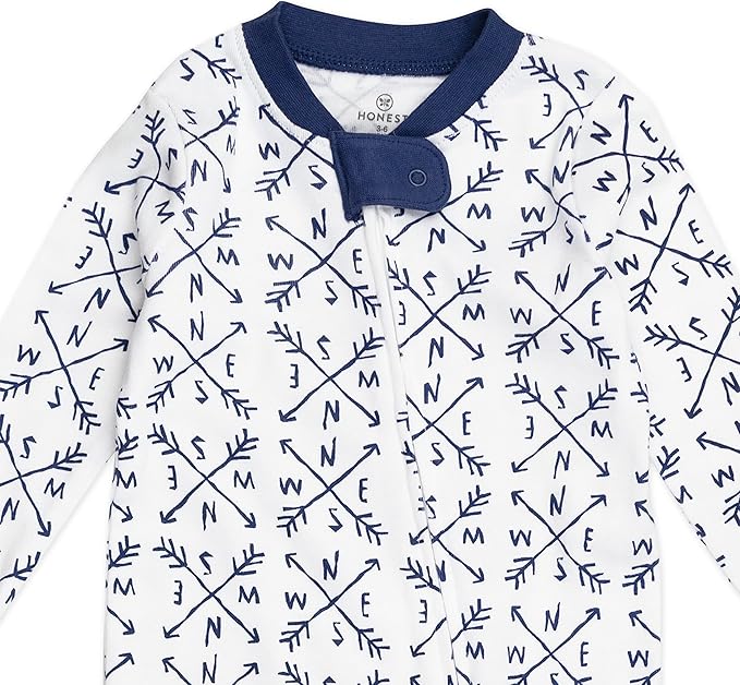 HonestBaby Baby Sleep N' Play One-Piece Zip-Front Footed Organic Cotton Pajama Sleeper