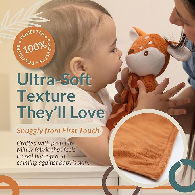 Baby Lovey Security Blanket Newborn - Plush Stuffed Animal with Pacifier Holder, Gender Neutral Baby Gift, Cozy Blanket for Boy & Girl Patterned