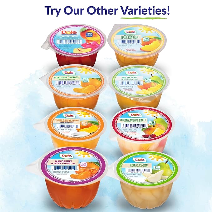 Dole Fruit Bowls Cherry Mixed Fruit in 100% Juice Snacks, 4oz 36 Total Cups, Gluten & Dairy Free, Bulk Lunch Snacks for Kids & Adults (Pack of 2)