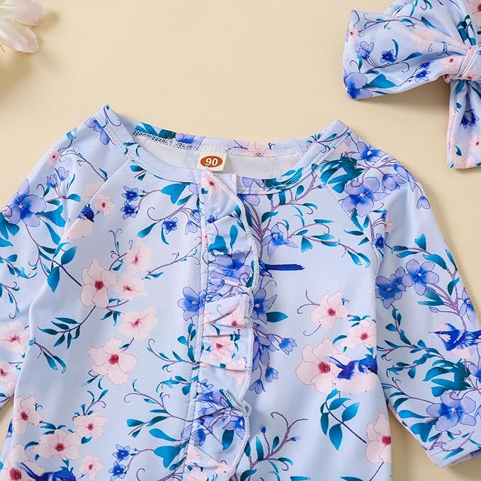 Cute Floral Floral Print Long Sleeve Infant Newborn Baby Girl Clothes Baby Girl Jumpsuit