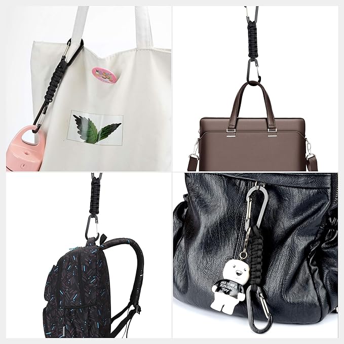 BRAVESHINE Paracord Keychain Carabiner Clip, D Ring Lanyard Hanger Stroller Hook for Water Bottle, Key, Backpacks, Men, Women