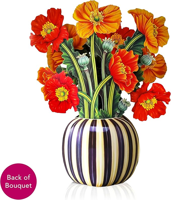 Freshcut Paper Pop Up Cards, French Blooms, 12 Inch Life Sized Forever Flower Bouquet 3D Popup Greeting Card, Birthday Cards, Thank You Card, Blank Notecard & Envelope