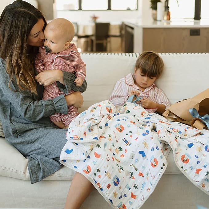 Little Unicorn Original Premium Cotton Quilt | Multi-Layered & Extra-Soft Muslin Fabric |for Babies & Toddlers (Christmas Time)