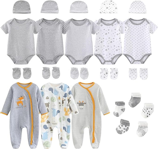 New Born Clothes Cotton Layette Gift Set Unisex Baby Outfit and Accessories Newborn Essentials Must Haves