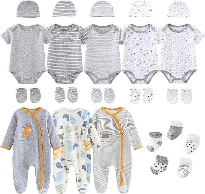 New Born Clothes Cotton Layette Gift Set Unisex Baby Outfit and Accessories Newborn Essentials Must Haves