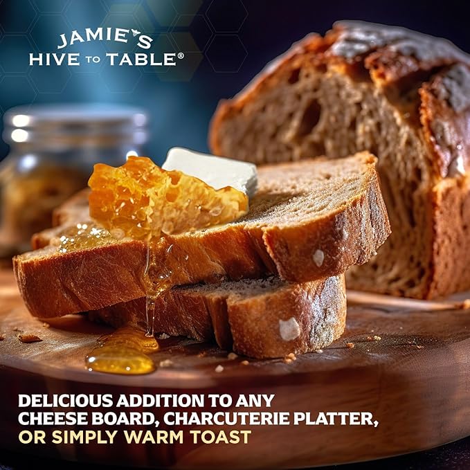 Jamie's Hive To Table 100% Raw Honeycomb, 12 Oz – All-Natural Pure Georgia Honeycomb, No Additives or Preservatives, Non-GMO